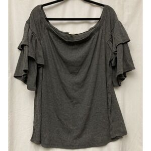 ODDY Women's Gray Knit Short Tiered Bell Sleeve Top - Size 2X‎